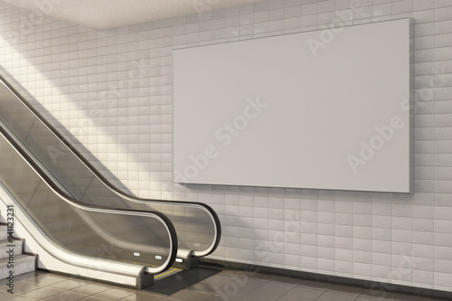 Mock up billboard in Subway station escalator