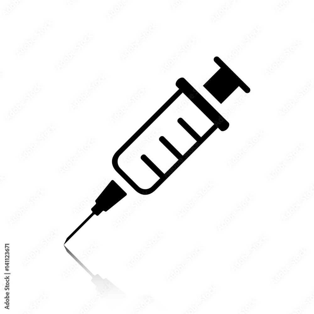 Injection syringe flat icon vector for medical apps and websites Injection syringe flat icon vector for medical apps and websites