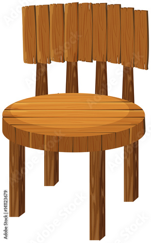 Round wooden chair on white