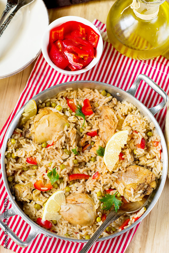 Chicken and rice with vegetables "Arroz con pollo"