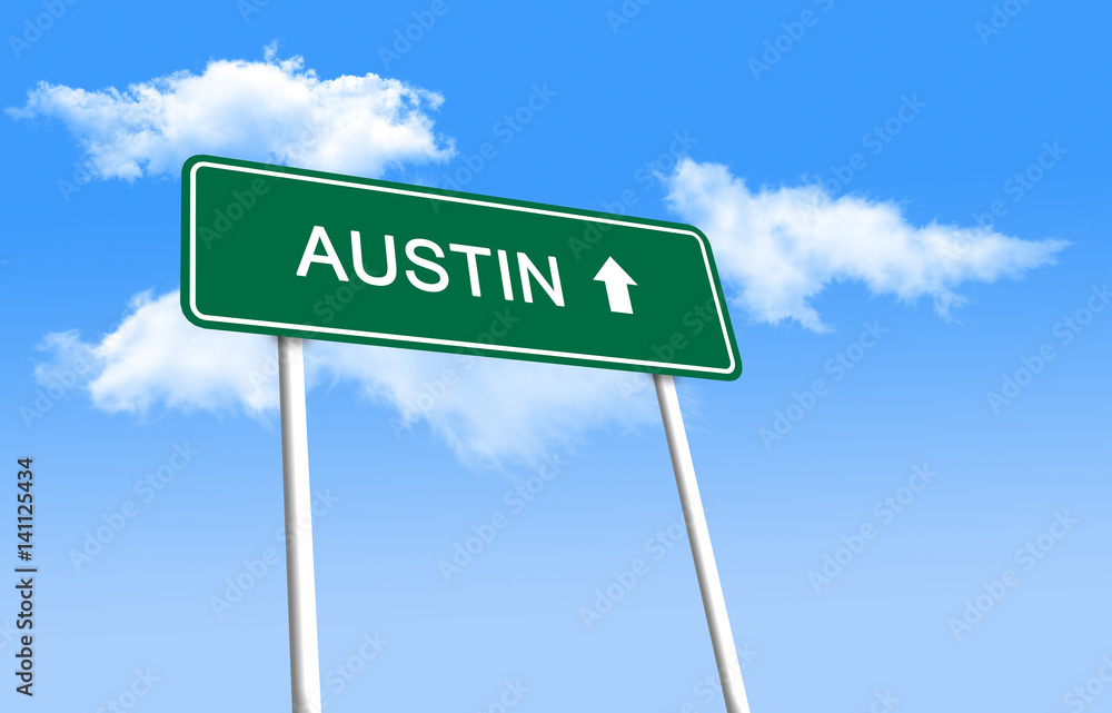 Road sign - Austin (3D illustration) Road sign - Austin (3D illustration)