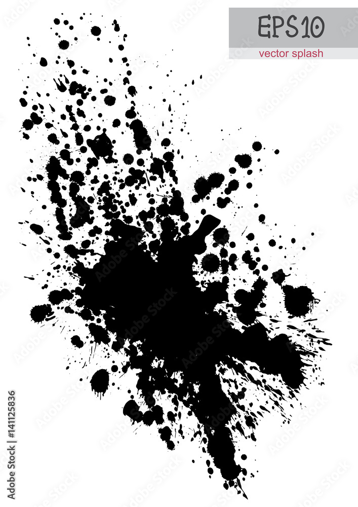 Black splash on white background, vector illustration. Black splash on white background, vector illustration.