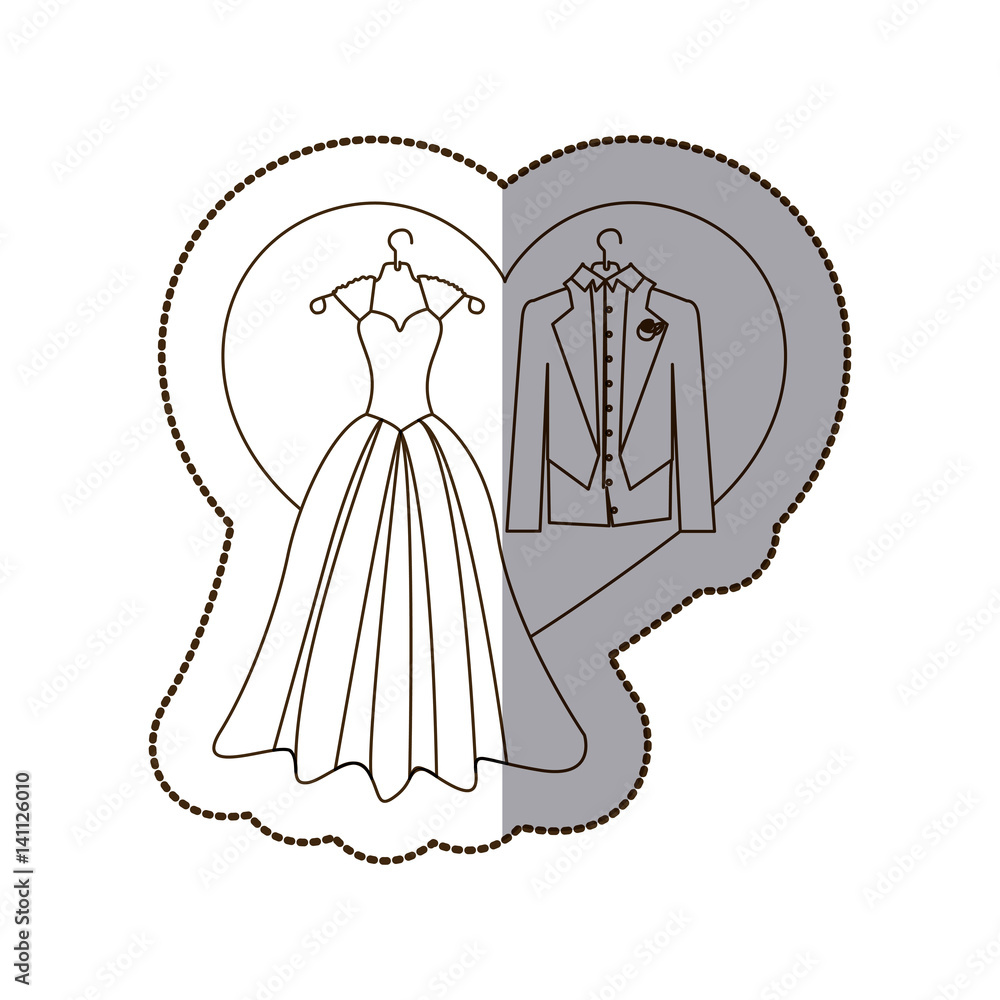 elegant jacket and dress married with heart, vector illustration design elegant jacket and dress married with heart, vector illustration design