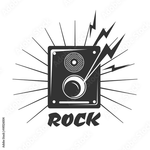 Rock music loud speaker logo in black and white colors