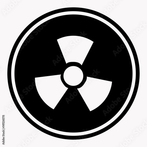 Warning colorless round sign of radiation on white
