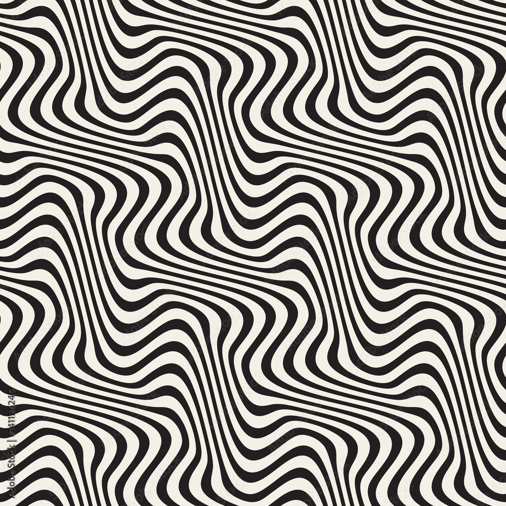 Wavy Ripple Lines. Vector Seamless Black and White Pattern. Wavy Ripple Lines. Vector Seamless Black and White Pattern.