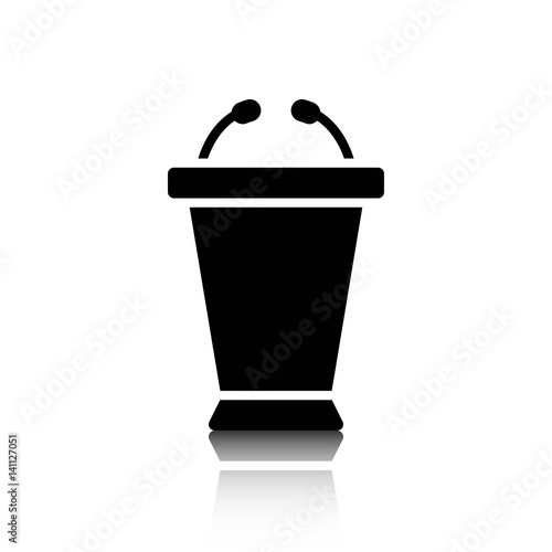 lectern with microphone icon stock vector illustration flat design