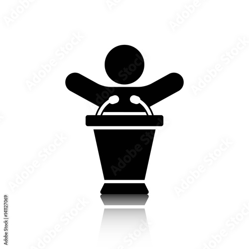 lectern with microphone icon stock vector illustration flat design
