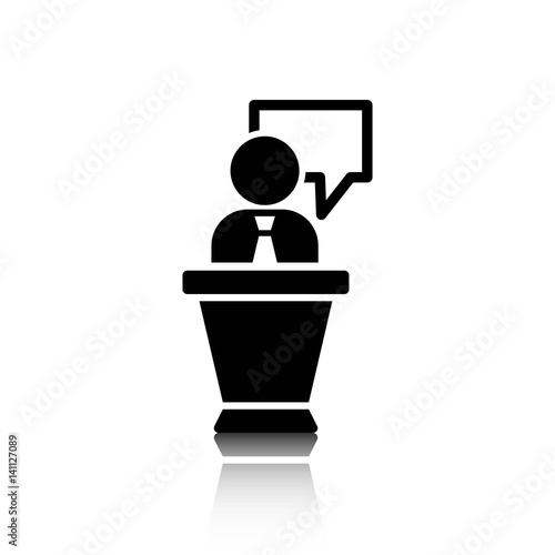 lectern with microphone icon stock vector illustration flat design