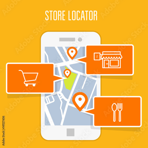 Store locator tracker app and mobile gps navigation