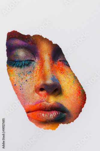 Face of model with colorful...