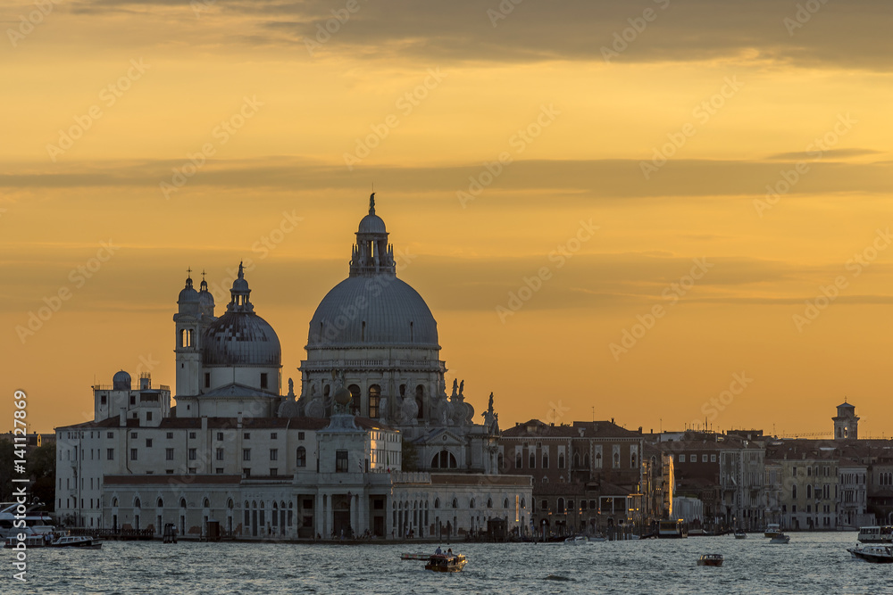 Basilica Santa Maria della Salute at sunset, Venice, Italy