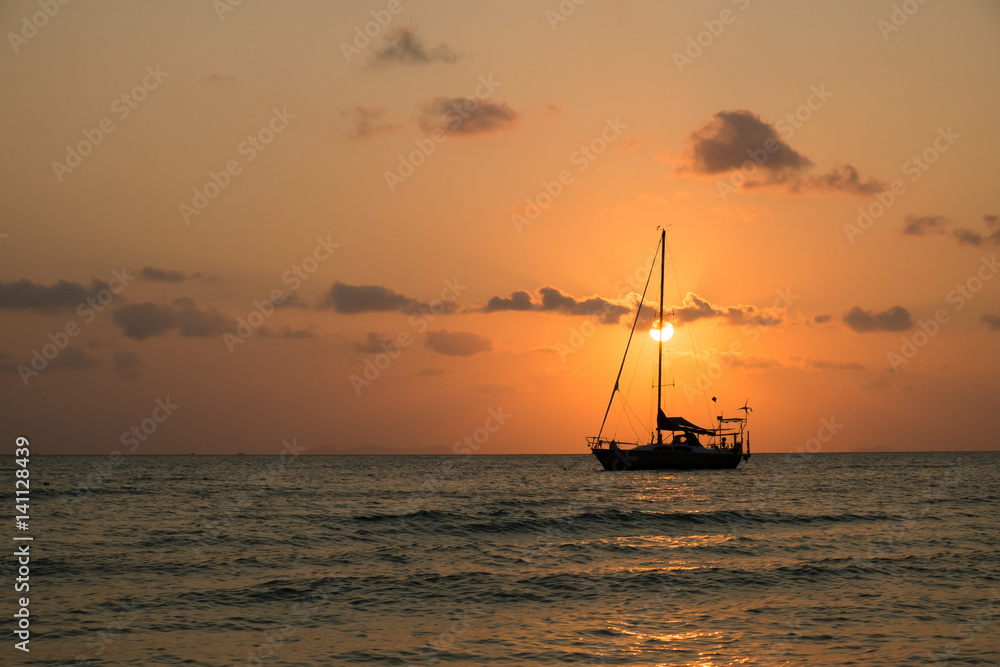boat sailing sunset