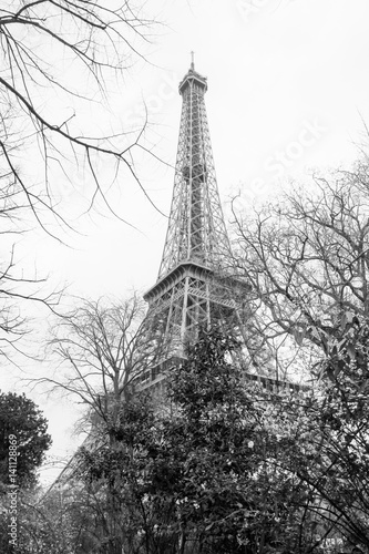 Fototapeta Naklejka Na Ścianę i Meble -  Black and white Eiffel Tower