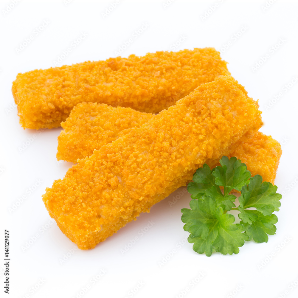 Fish fingers on the white background. Fish fingers on the white background.