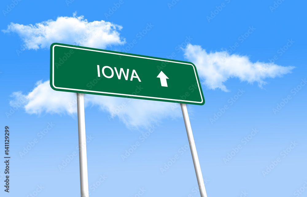 Fototapeta premium Road sign - Iowa (3D illustration)