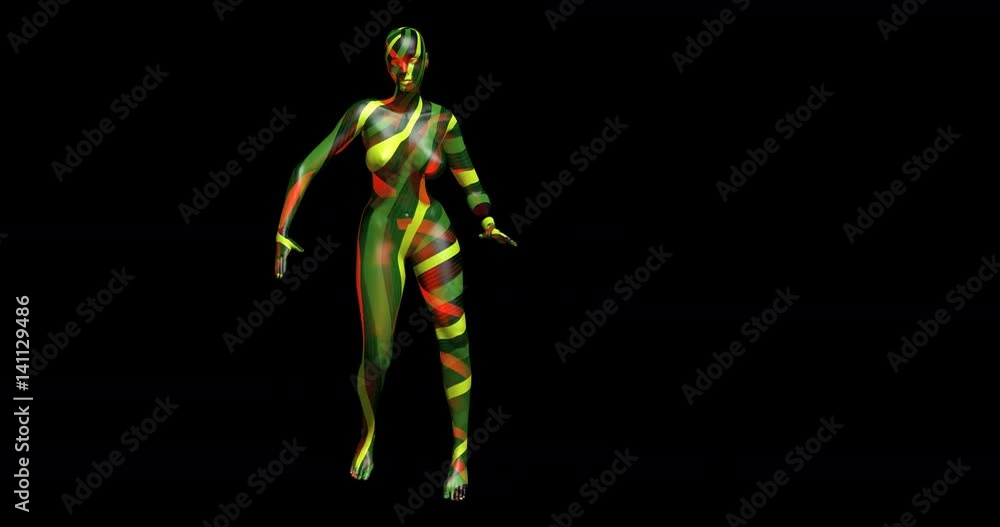 Transparent computer generated 3d female character dancing. black and white matte Transparent computer generated 3d female character dancing. black and white matte
