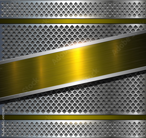 Background metallic silver with gold brushed metal texture