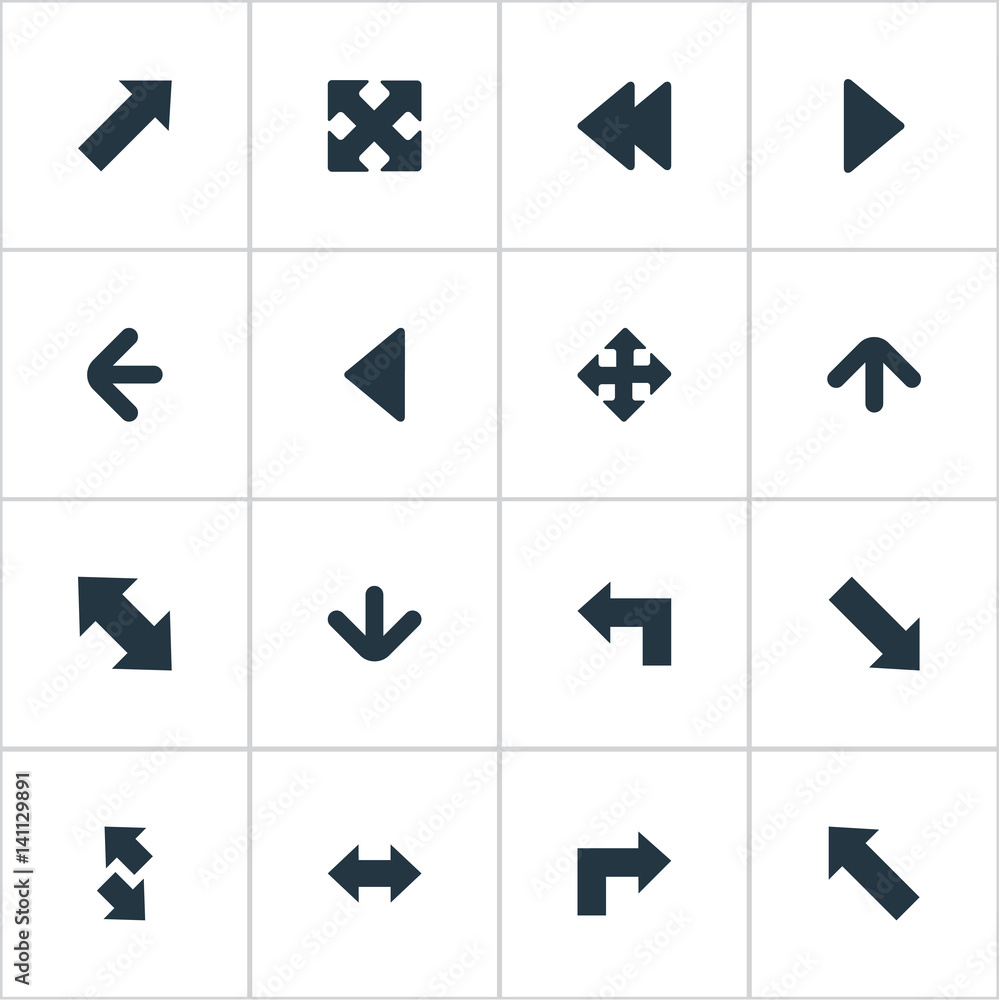 Vector Illustration Set Of Simple Indicator Icons. Elements Crossed
