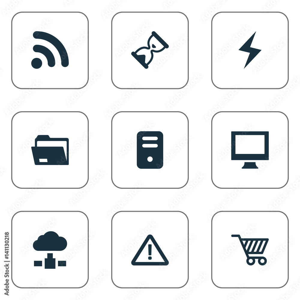 Vector Illustration Set Of Simple Laptop Icons. Elements Memory, Web  Trading, Battery And Other Synonyms Loading, Cloud And System. Stock Vector  | Adobe Stock