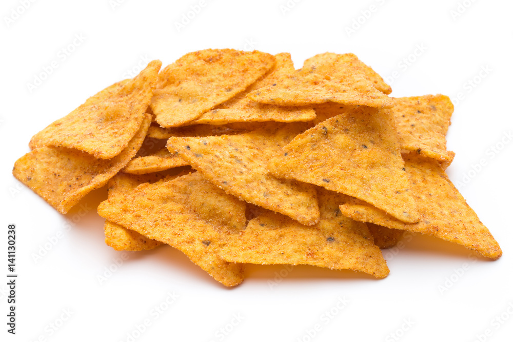 Nachos chips, isolated on white background. Nachos chips, isolated on white background.