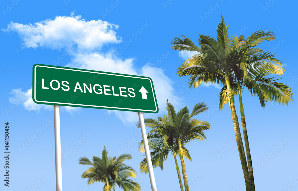Naklejka premium Road sign - Los Angeles (3D illustration)