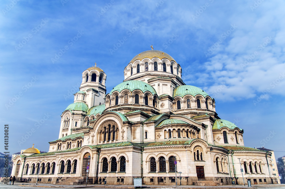 Beautiful view of Alexander Nevsky Cathedral in Sofia, the capital of Bulgaria