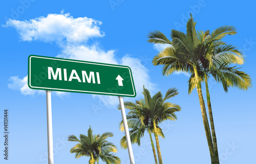 Road sign - Miami (3D illustration)