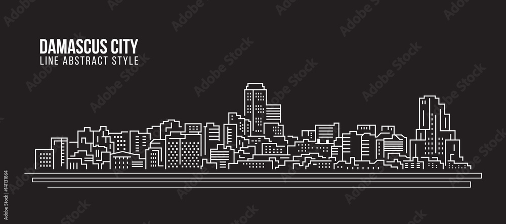 Cityscape Building Line art Vector Illustration design - Damascus city