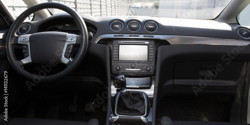 interior and dashboard of a modern black car