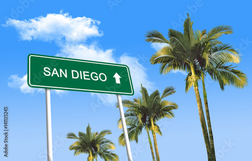 Road sign - San Diego (3D Illustration)