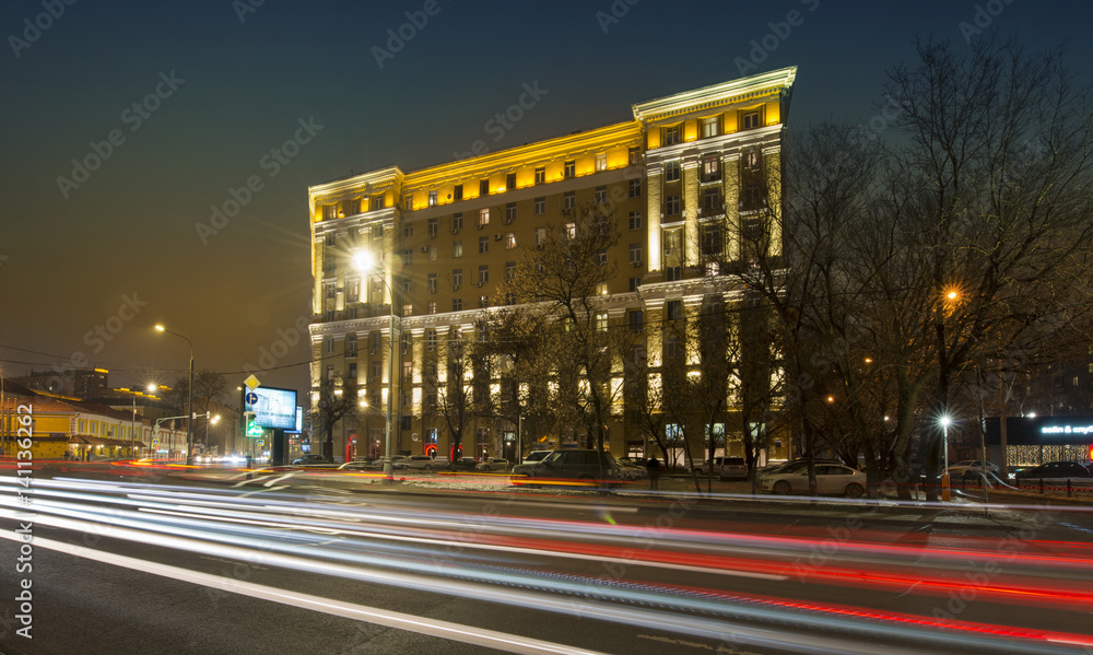 Moscow,Russia - night streets of the city .