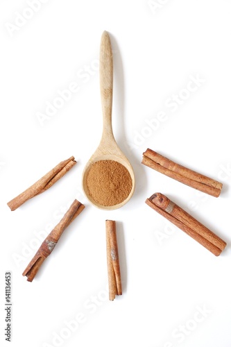 Cinnamon powder isolated