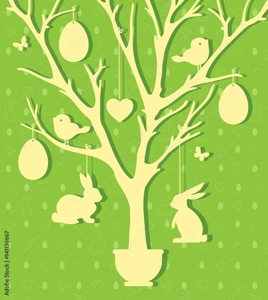 Easter paper decoration in the form of Easter tree with eggs and