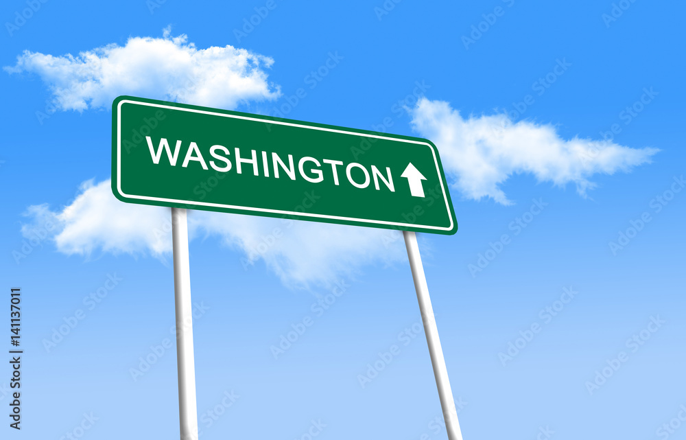 Road sign - Washington (3D Illustration) Road sign - Washington (3D Illustration)