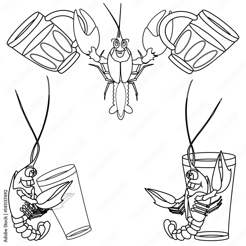 crayfish isolated white background Stock Vector | Adobe Stock