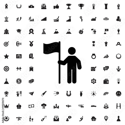 Man with flag icon.