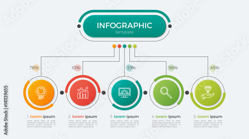 Presentation business infographic template with 5 options.