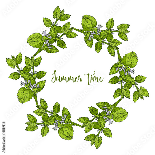 Hand drawn summer wreath