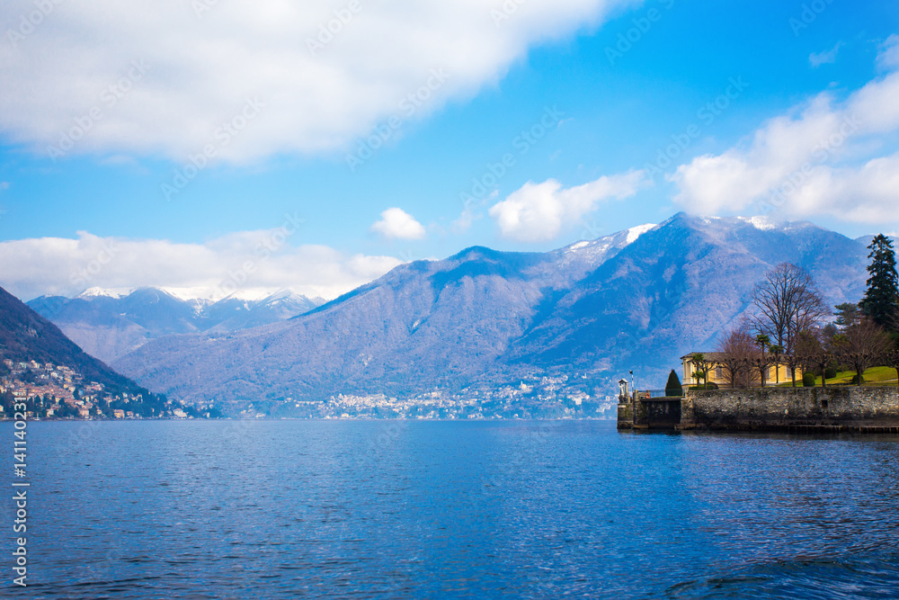 blue sky, mountains and Como Lake