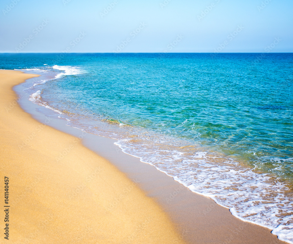 beach background with sand, sea and sky