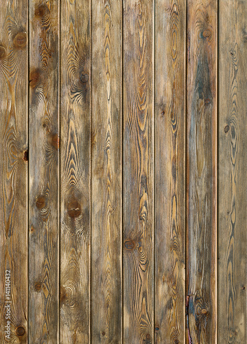 Brown old wooden fence, wooden palisade background, texture of planks