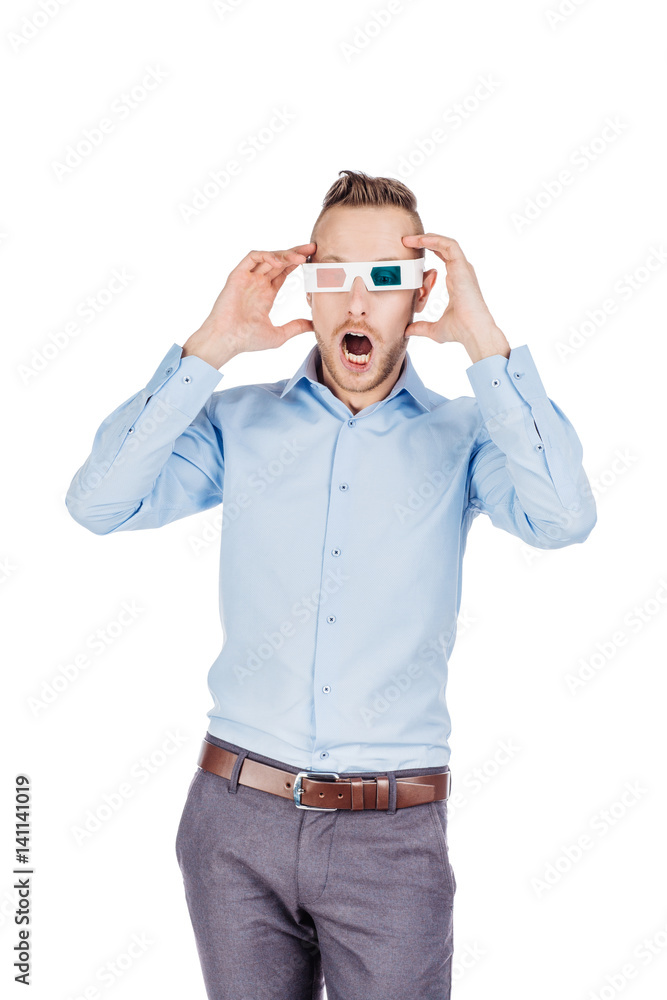 portrait of amazed man with 3d glasses portrait of amazed man with 3d glasses