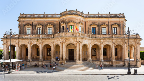 front view of Palazzo Ducezio (Town Hall) in Noto