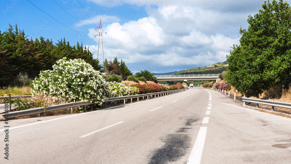 highway in Sicily in summer day