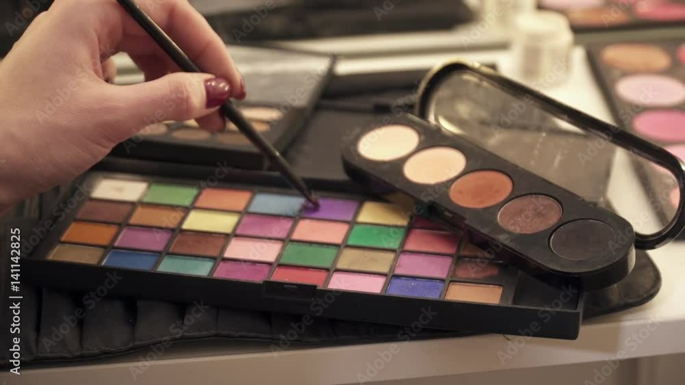 Make-up, colorful eye shadows palette, set of colored shadows for make-up, Macro, nobody, video, HD, close-up, Shallow depth of field Make-up, colorful eye shadows palette, set of colored shadows for make-up, Macro, nobody, video, HD, close-up, Shallow depth of field