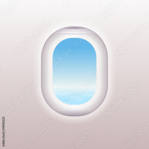 Realistic window of the airplane.