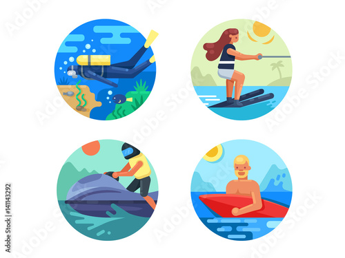 Water sport icon set