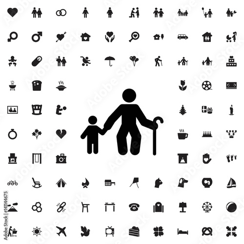 Old man with child icon illustration
