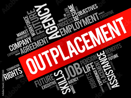 Outplacement word cloud collage, business concept background